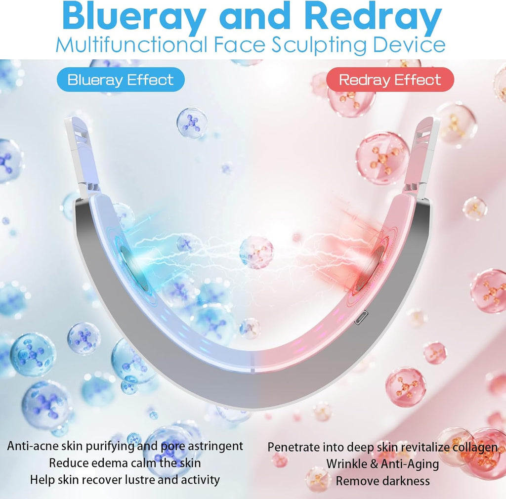 V-Face Shaping Massager Électrique, Appareil anti Rides Visage, Appareil Raffermissant Visage, Lifting Visage Massage, 6 Modes Double Appareil anti Rides Visage Avec Télécommande