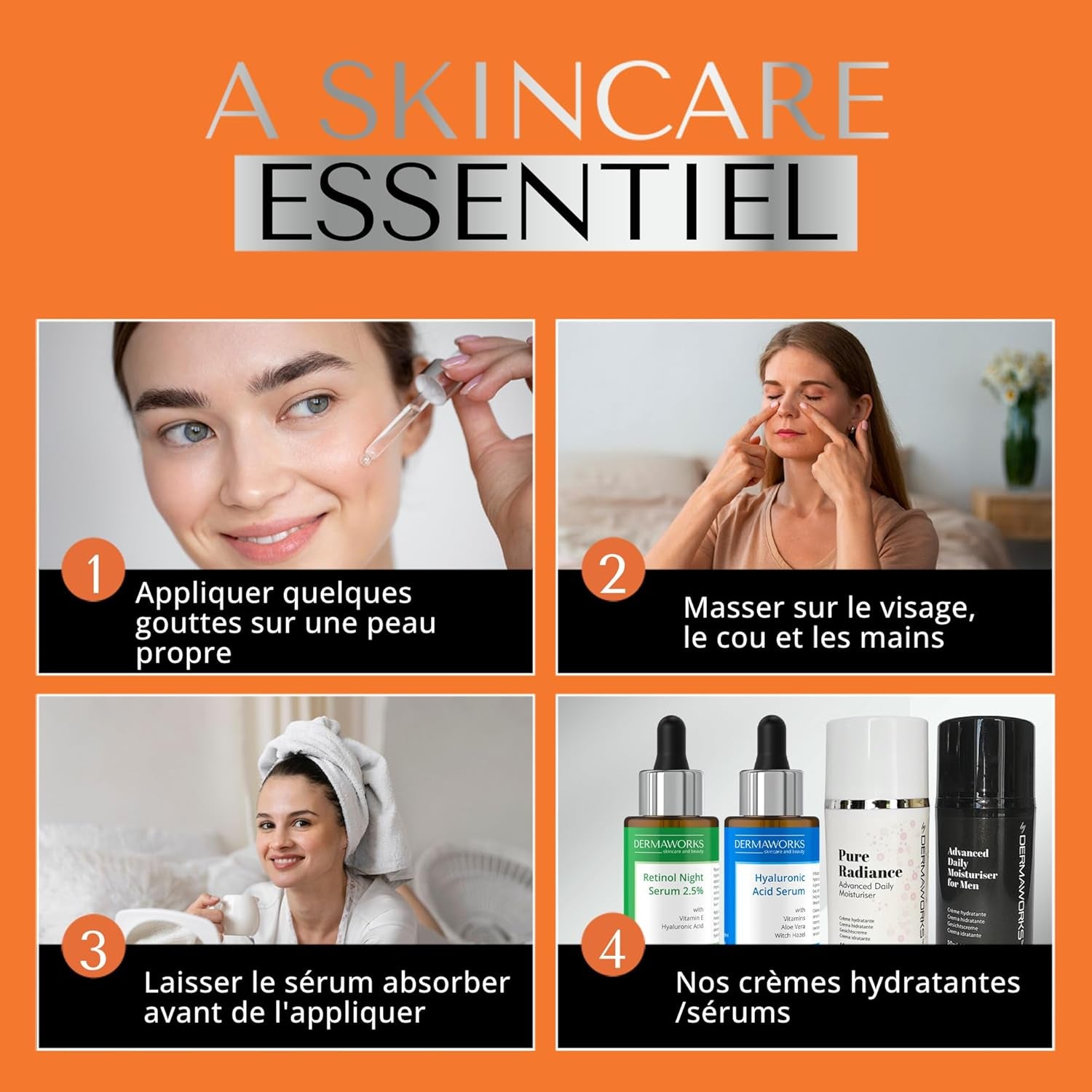 SERUM VISAGE VITAMINE C 20% Avec Acide Hyaluronique & Niacinamide – Dark Spot Correcting Glow Serum Hydratant – anti Ride, anti Taches Brunes – Soin Visage Femme Et Homme De