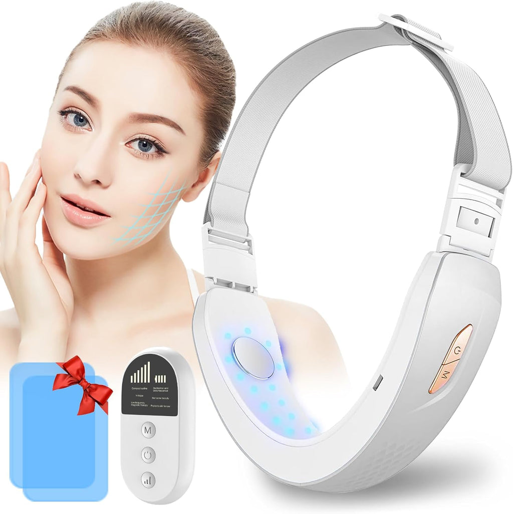 V-Face Shaping Massager Électrique, Appareil anti Rides Visage, Appareil Raffermissant Visage, Lifting Visage Massage, 6 Modes Double Appareil anti Rides Visage Avec Télécommande