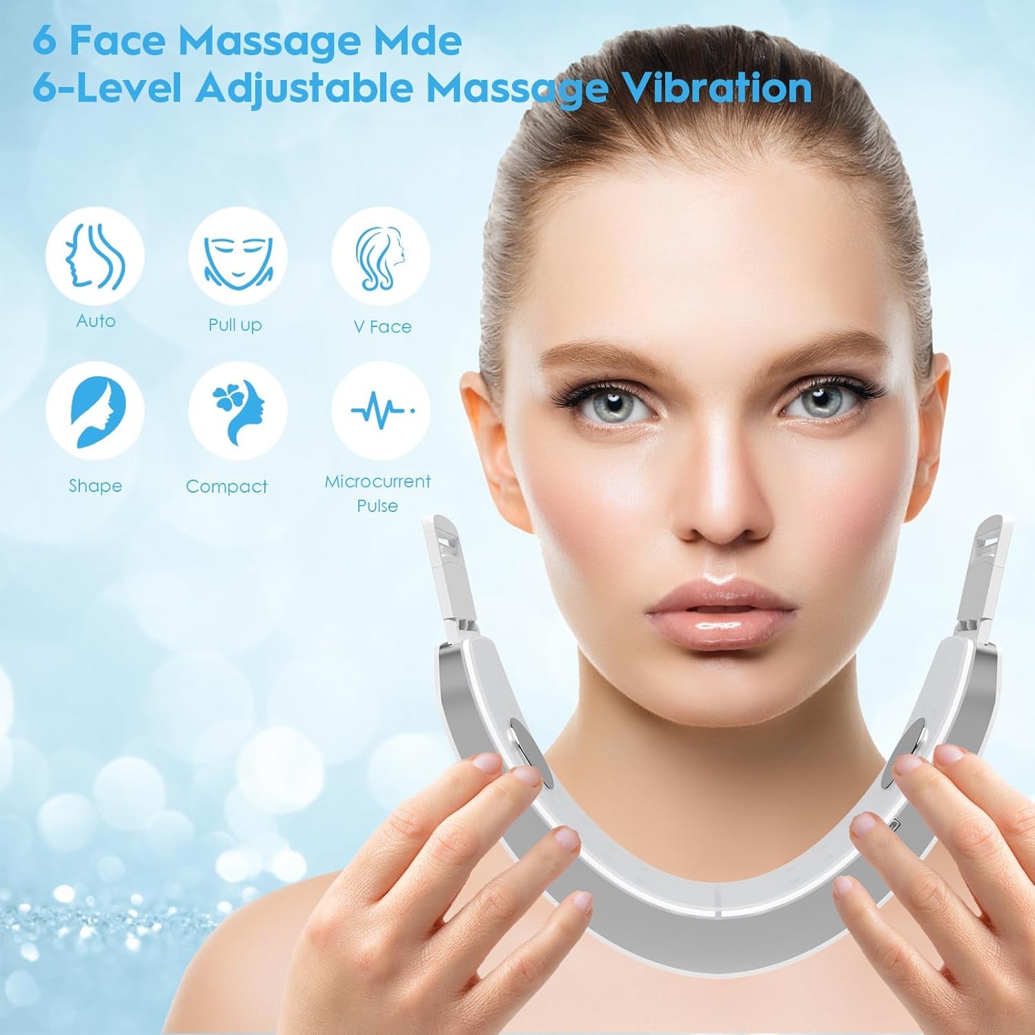 V-Face Shaping Massager Électrique, Appareil anti Rides Visage, Appareil Raffermissant Visage, Lifting Visage Massage, 6 Modes Double Appareil anti Rides Visage Avec Télécommande