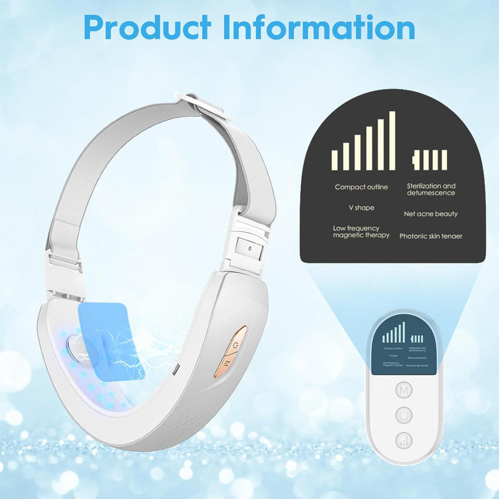 V-Face Shaping Massager Électrique, Appareil anti Rides Visage, Appareil Raffermissant Visage, Lifting Visage Massage, 6 Modes Double Appareil anti Rides Visage Avec Télécommande