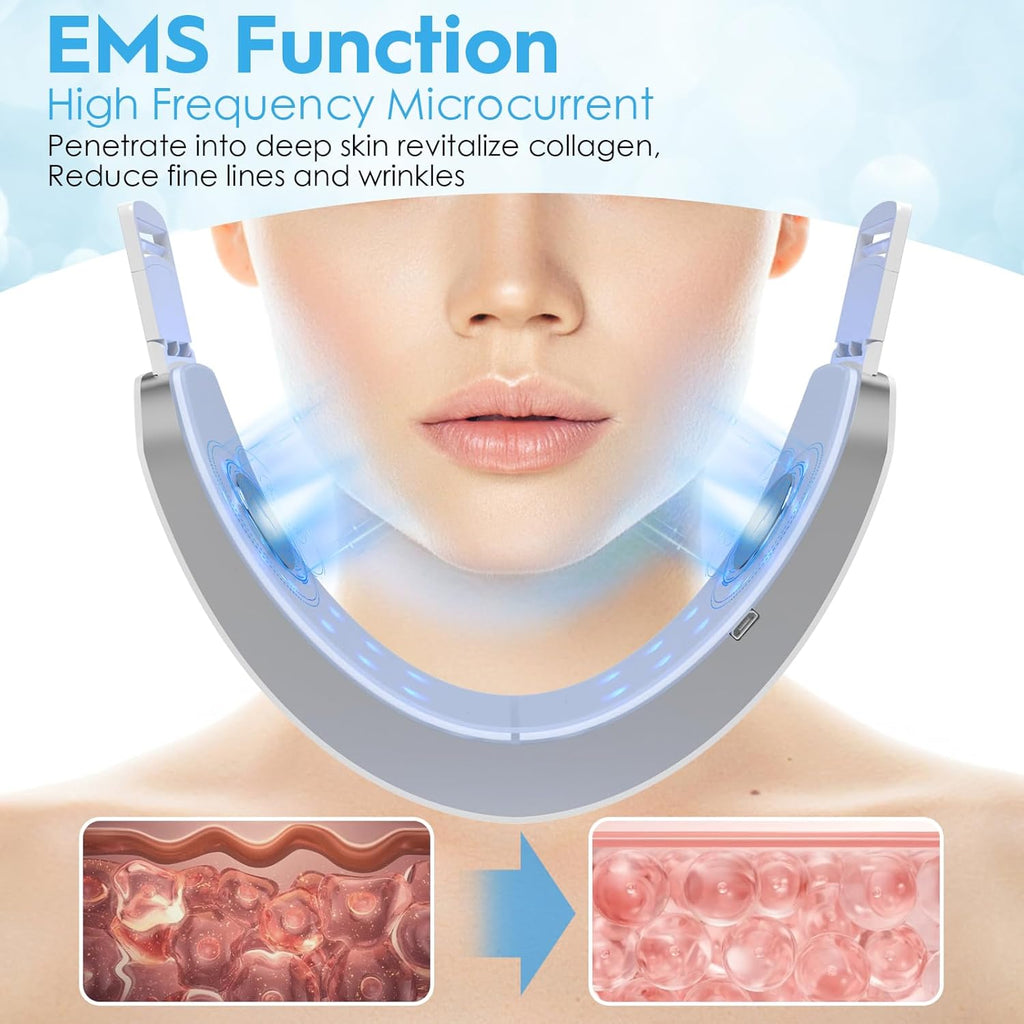 V-Face Shaping Massager Électrique, Appareil anti Rides Visage, Appareil Raffermissant Visage, Lifting Visage Massage, 6 Modes Double Appareil anti Rides Visage Avec Télécommande