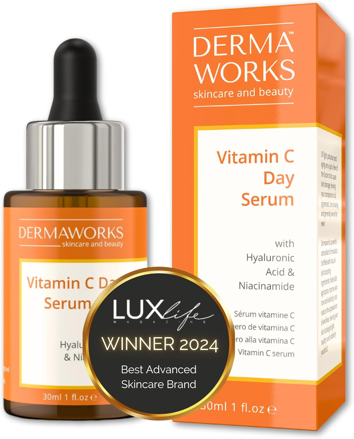 SERUM VISAGE VITAMINE C 20% Avec Acide Hyaluronique & Niacinamide – Dark Spot Correcting Glow Serum Hydratant – anti Ride, anti Taches Brunes – Soin Visage Femme Et Homme De