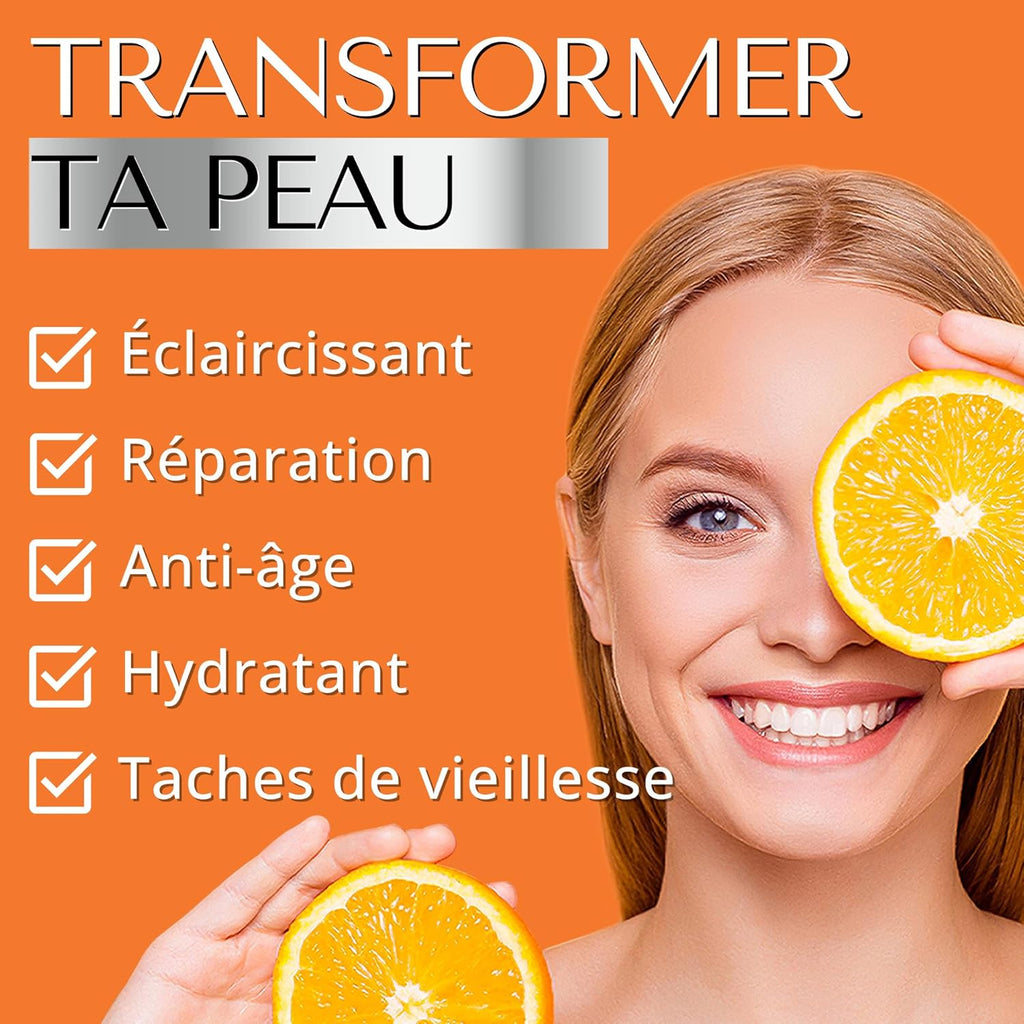 SERUM VISAGE VITAMINE C 20% Avec Acide Hyaluronique & Niacinamide – Dark Spot Correcting Glow Serum Hydratant – anti Ride, anti Taches Brunes – Soin Visage Femme Et Homme De