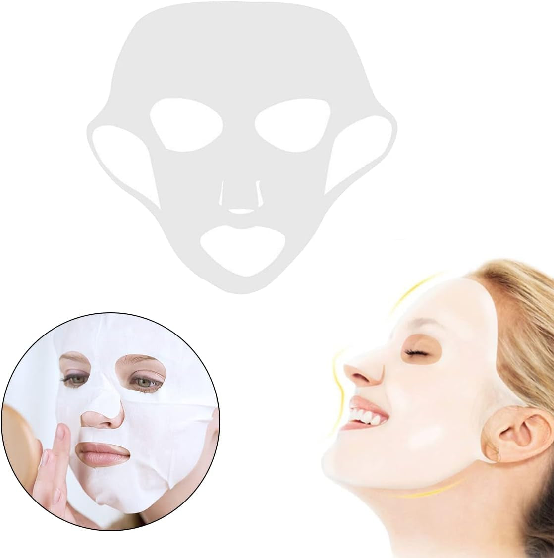Masque Hydratant Au Silicone, Couverture De Masque En Silicone, Masque Facial En Silicone Réutilisable, Masque Hydratant Pour Le Visage, Empêche L'Évaporation, Outil De Beauté Pour Le Visage