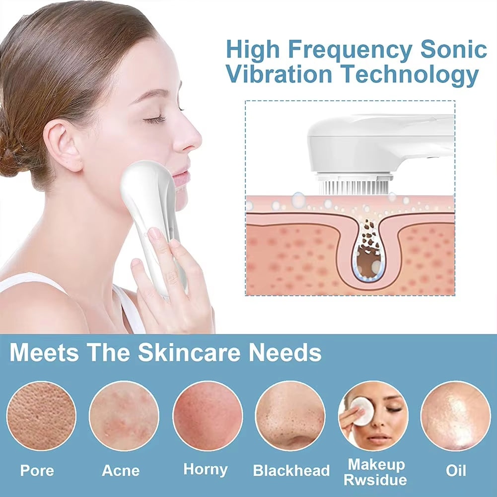 Sonic Vibrating Facial Cleansing Brush Face Skin SPA Deep Scrubber Skin Care for Cleaning Exfoliating Makeup Remover Beauty Tool