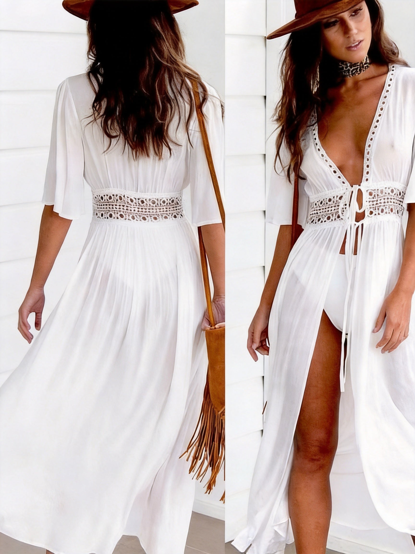 Robe de plage femme Nuvéra Alba couleur blanche vue de face et de dos